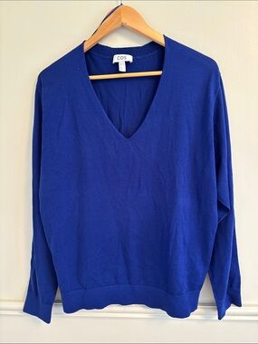 COS Bright Royal Blue 100% wool V-Neck Sweater